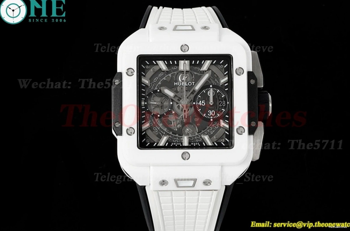 HUB1280A BBF RU White Cer Dial Unico Square Skeleton Bang 42mm 0521
